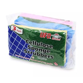 CASE OF 60 UNITS x 3 PACK OF U.F.O. BRAND CELLULOSE SPONGE HEAVY DUTY SCRUBBER.