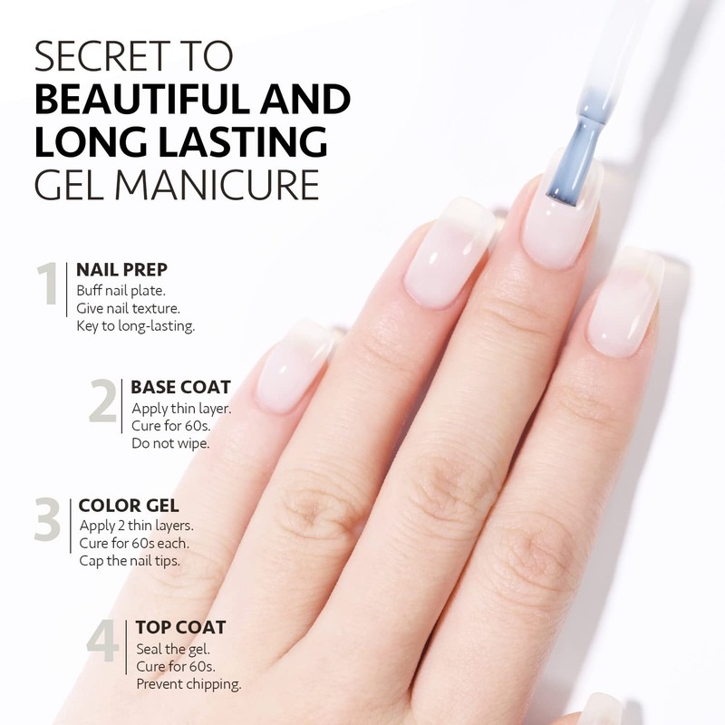 GAOY Jelly Nude Gel Nail Polish, 16ml Sheer White Translucent
