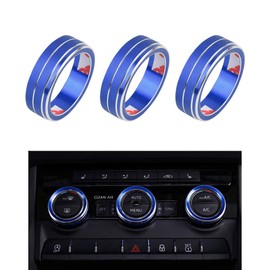 BLINGOOSE For Skoda Car Accessories Air Conditioning Button Sticker Fit for Skoda 14 15 2016 2017 2018 2019 2020 AC Aluminium Alloy Blue Pack of 3
