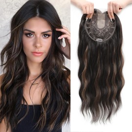 PANEWAY Toppers De Pelo Para Mujeres 20 Pulgadas De Largo Ondulado Pelo Rizado Toppper Clip En Pelucas Sintéticas Piezas De Pelo Para Mujeres Marrón