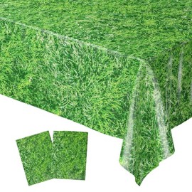 Blue Orchards Grass Table Covers (Pack of 2) - 54"x108" XL - Jungle Party Supplies, Woodland Birthday, Safari Table Covers, Jungle Tablecover, Dinosaur Party, Grass Tablecloth, Baby Shower