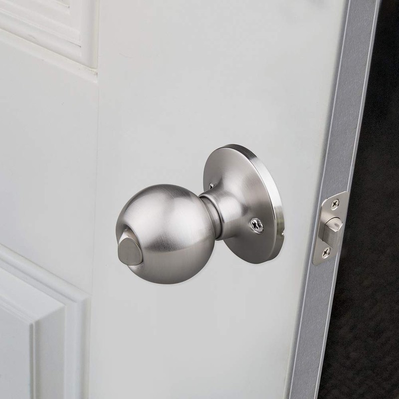 EZ-FLO 57840 Reversible Privacy Door Ball Handle Lockset, Satin Nickel