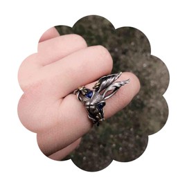 Aneneiceera Vintage Rabbit Rings Silver Rabbit Finger Ring Cute Bunny Rings Punk Statement Ring Adjustable Rabbit Head Ring Animal Rings Jewelry for Women and Girls