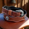 DANIEL'S ARTPLANET Men's Western Leather Belt Handmade Full Grain Leather