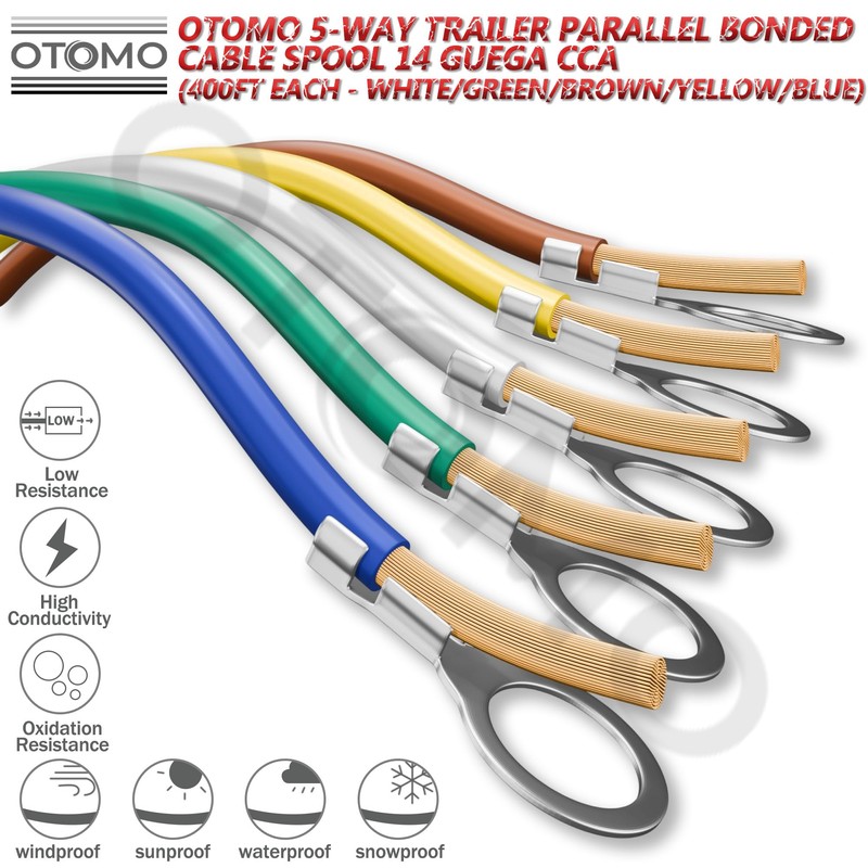 Enough Long 400FT 14 Gauge 5 Way Trailer Wire CCA