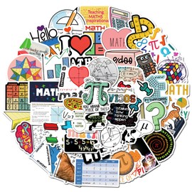 Cute Math Stickers, I Love Math Decals, 50PCS Funny Maths Funimost Vinyl Waterproof Stickers for Water Bottle Laptop Phone Scrapbook, Maths Related Sticker for Kids,Teens, Students
