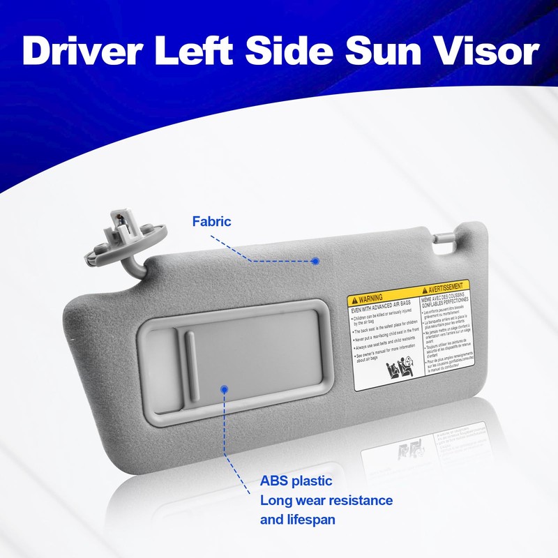 Driver Left Side Sun Visor Replacement Compatible with Tacoma 2005-2015,