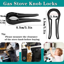 7pack Gas Stove Knob Locks Oven Lock Child Safety Stove Guard Stove Knob Covers Baby Proofing Stove Knob for Baby Kids Pet (Black)