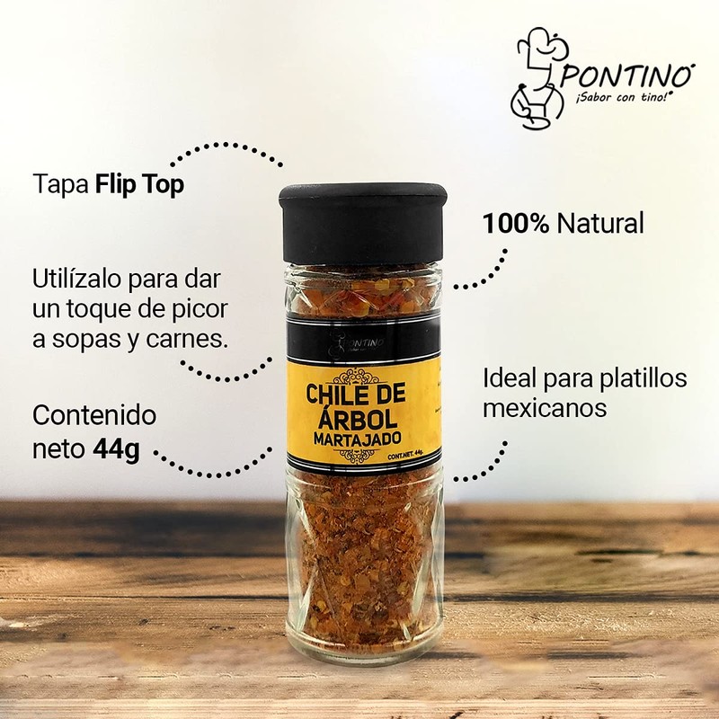 Pontino Chile de Árbol Martajado 44 Gramos 2 Piezas