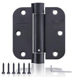 Self Closing Hinge 3 ½"x 3 ½" Matte Black Auto Close Spring Hinge Adjustable 3 1/2 Inch Door Closer Hinges 5/8" Radius Corner for Commercial Grade Auto Self-Closing UL Listed, 3 Pieces