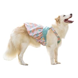 FLAdorepet Dog Dress for Large Dogs Girls,Floral Dog Wedding Dress Birthday Easter Dresses,Spring Summer Dog Clothes for Bulldog Labrador Rottweiler (Pink, 8XL(Chest 38.5inch))