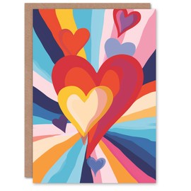 Artery8 Valentines Day Greeting Card Love Heart Rainbow Simple No Words Blank For Her Wife Partner
