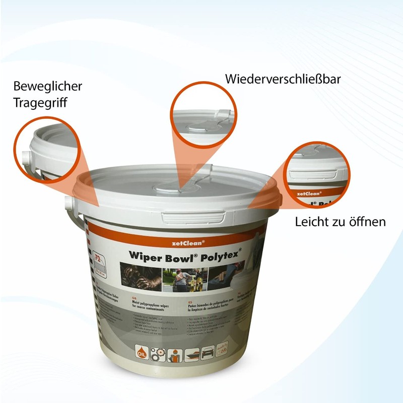 ZVG zetClean 50130-001 Wiper Bowl Polytex Reinigungstücher, blau, 25 x