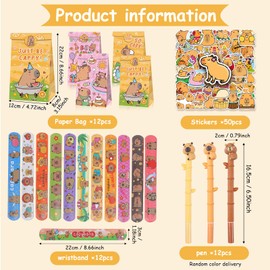 Phlognfy Capybara Children's Birthday Gifts, Capybara Party Bag, with Gift Bags, Clap Bracelets, Cartoon Neutral Pen Sticker, for Girls, Boys, Capybara Theme Party Gifts