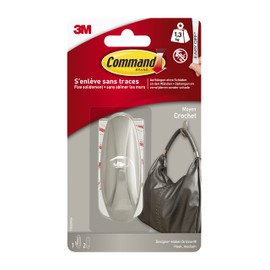 Command Medium Designer Metal Look Hook 17081BN Brushed Nickel 17081BNFGN