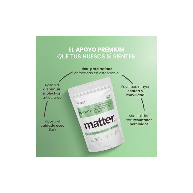 Matter Ossforte Colageno Hidrolizado Puro Peptan Grass Fed Calcio Minerales