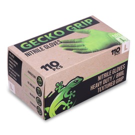 Nitrile Gloves 8 Mil Diamond Textured - Durable Puncture Resistant Industrial Grade, Safety Work, Food Safe, Green Gloves (110-Green, Large)
