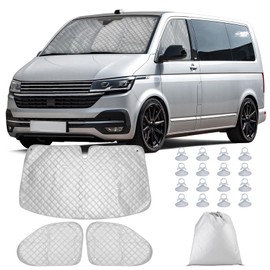 Sun Protection Windscreen VW T5 T6, Pack of 3 Thermal Mats, Car Windscreen Cover, Aluminium Blocked UV Rays for Motorhome Windscreens