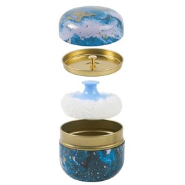 Estuche Para Polvos Y Contenedor Para Polvos Corporales Con Borla De Polvo Suave Y Delicado Para Mujeres, Azul, 50 Gramos                             