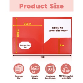 SUNEE Folders with Pockets, 5 Pack Recycled File Folders Fit 8.5x11 Letter Size Paper, Pocket Folders for School, Plastic Folders with Pockets and Business, Assorted Colors