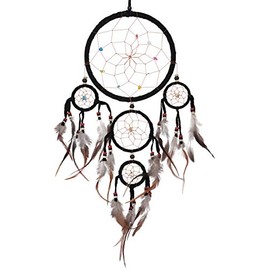 GURU SHOP Dream Catcher with Semi-Precious Stones - Black, Diameter: 17 cm, Dream Catcher, Mobile