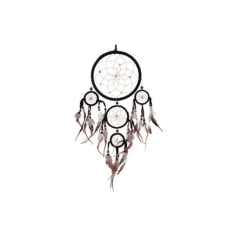 GURU SHOP Dream Catcher with Semi-Precious Stones - Black, Diameter: