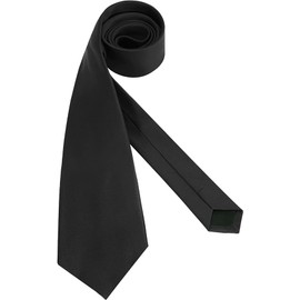 BOZONGO Black Satin Neck Tie for Men & Women, 148x8 cm - Perfect for Weddings, Funerals, Casual Wear, Skinny Black Tie Look