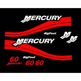 Unbranded 9pc Outboard Decal Kit fits MERCURY 60HP Bigfoot Boat Fishing Cowling Red M60