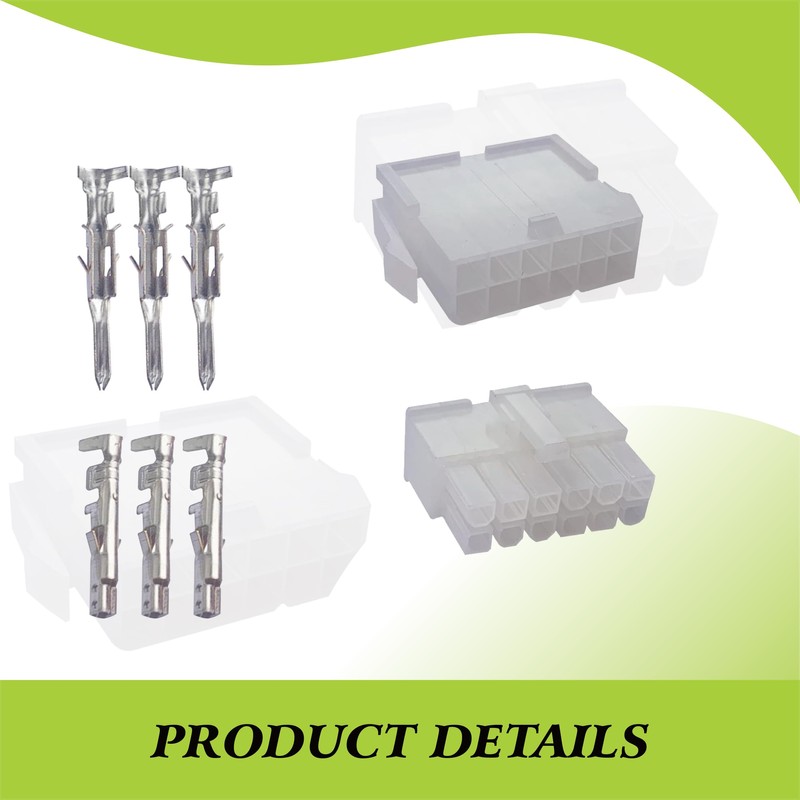 12-Pin Connector Kit, 12 Circuit Compatible Molex MLX Power Connectors,