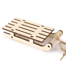 BETESSIN Gnome Accessories Christmas - Miniature Sledge Made of Wood - Gnome Door Accessories Christmas - Miniature Decoration for Dollhouse Accessories - Wooden Sledge for Crafts Christmas