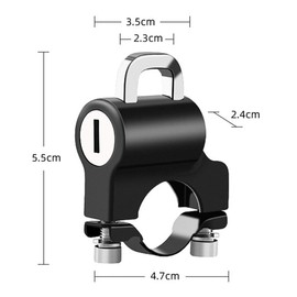 Helmet Holder, Helmet Lock, Helmet Holder, Motorcycle, 0.9 - 0.9 inch (22 - 24 mm) Handlebars, Black, Helmet Lock, Anti-Theft, Universal Motorcycle, Helmet, Security Lock, Metal