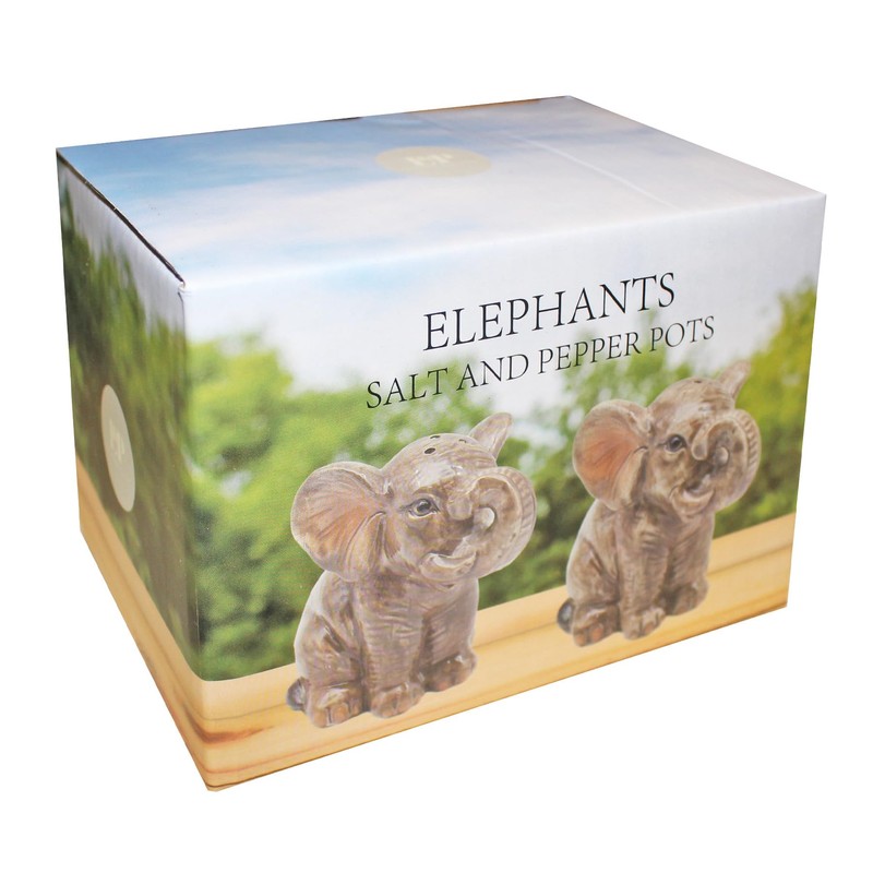 Elephant Ceramic Salt & Pepper Shaker Cruet Set Novelty Animal