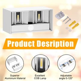 Klighten Klighten 24W Aussenlampe mit Bewegungsmelder, IP65,3000K Warmwei? Wandleuchte Au?en/Innen, Einstellbarer Lichtstrahl au?enlampe mit bewegungsmelder fr Flur/Weg, Wei?