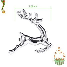 ZeeDix Set of 6 Sliver Elk Christmas Napkin Rings for Dinning Table Setting- Rustic Dinner Tables Setting Decoration for Wedding Receptions, Christmas, Thanksgiving Holiday Party Dinner Parties