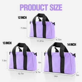 Small Tool Bag, Canvas Tool Storage Bag, Large Capacity Multipurpose Zipper Soft Tote Organizer Pouch for Electrician, Plumbing, Gardening,Tools Bags for Men (Purple, 14 Inch)