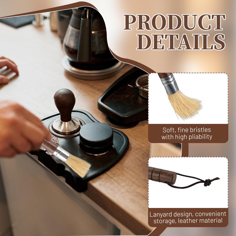 Bamynoir Coffee Grinder Brush, Espresso Machine Cleaner with Wooden Handle