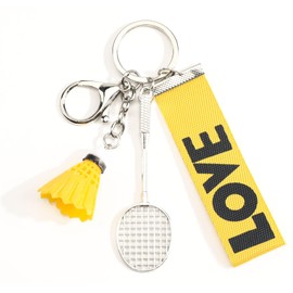 Tranbath Keychain Feather Racket Charm, Cute Cartoon Keyring, Friendship Gifts, Girlfriend, Boyfriend, Teacher Gifts, Friendship Keyrings, Unique Travel Accessories for Women (Yellow)