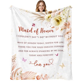 Maid of Honor Gifts Blanket 60"X50", Maid of Honor Proposal Gifts, Maid of Honor Gifts from The Bride, Gifts for Maid of Honor from Bride, Maid of Honor Gifts for Wedding Day, Bridesmaid Gifts