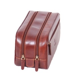 Mens Real Leather Wash Bag Shaving Kit Toiletries Travel Overnight Case Harry Brown