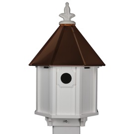 NC Birdguy Bluebird Songbird Duplex Bird House, Copper Roof, Made in The USA (4" x 4" Mount)