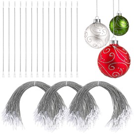 Nuanchu 300 Pieces Christmas Ornament Hangers Snap Locking Ropes Fasteners Hanging Ropes Hang Tag Polyester Ropes Clothing Price Tag Hanging Ropes for Christmas Party Hanging Decor (Silver)