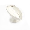 Self-Draining Soap Dish White Ceramic with Marble Brush Gold Soap