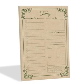 Tlenpo Vintage Daily To Do List Notebooks - 5.1 x 7 Inch, 60 Sheets Kraft Daily Planner Notebook for Office, Undated Writing pad and Organizer, Retro Green (Glue Binding)