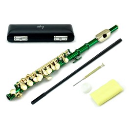 Sky Green Laquer with Gold Keys Piccolo Key of C with Hard Case, Cloth, Cleaning Rod, Joint Grease, and Screw Driver