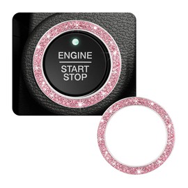 SHMZK Car Bling Crystal Rhinestone Engine Start Ring Decals, Sparkling Diamond Car Push Start Button Ignition Ring Sticker, Auto Key Ignition Knob Ring Decoration for Women Girls (Pink)
