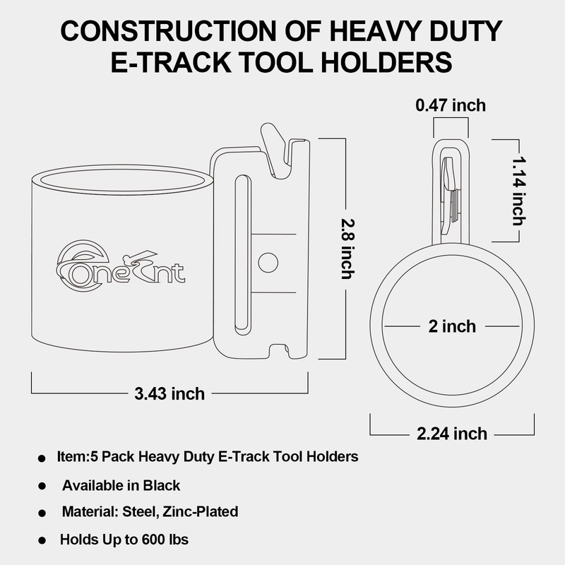 5 Pack E-Track Tool Holders|E Track Accessories for Enclosed Trailer