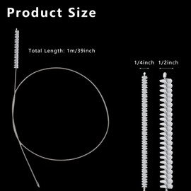 4 Pcs Straw Cleaner Brush Extra Long, 1m/39in Pipe Cleaning Brushes with Soft Nylon Bristles for Feeding Tubes, Bottles, Hose, Refrigerator & Drain Cleaning