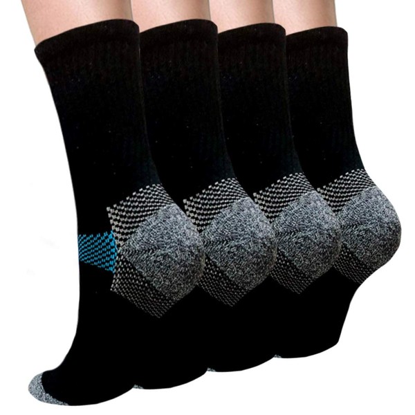 Compression Socks for Women & Men Circulation - Plantar Fasciitis Crew Socks Best Support for Athletic Running Cycling（L/XL)
