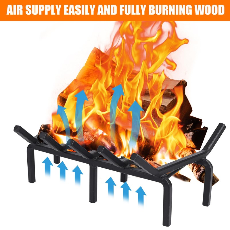 17 Inch Fireplace Grate with Ember Retainer,Cast Iron Fireplace Log