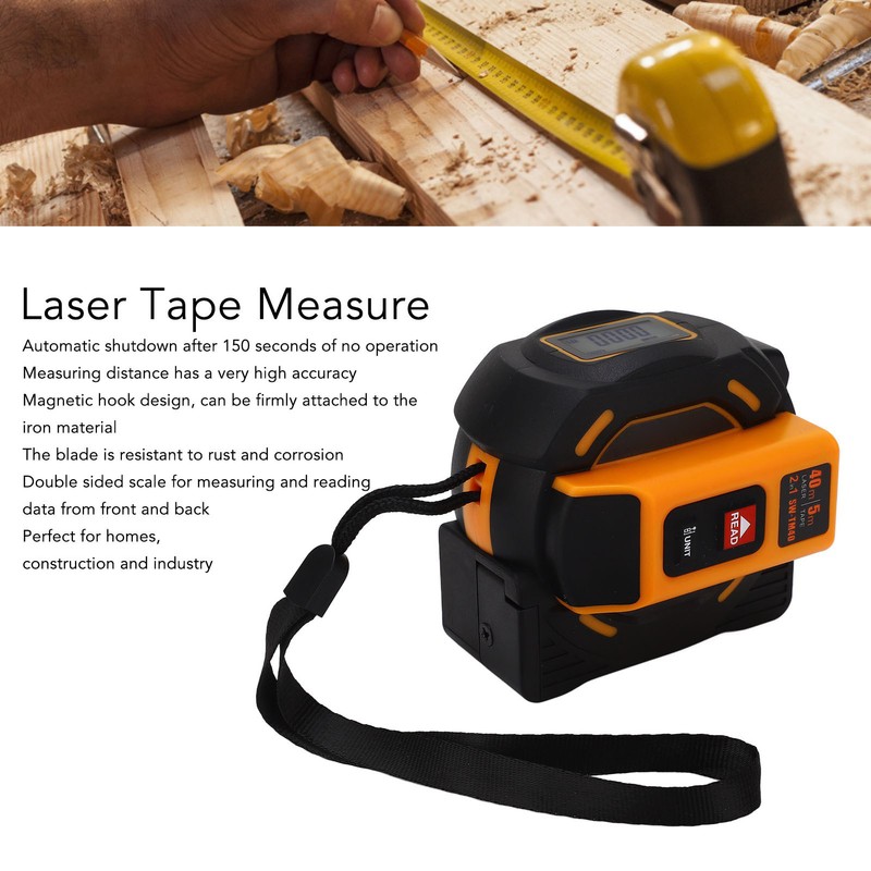 Laser Tape Measure High Accuracy ABS Housing Manganese Steel Digital